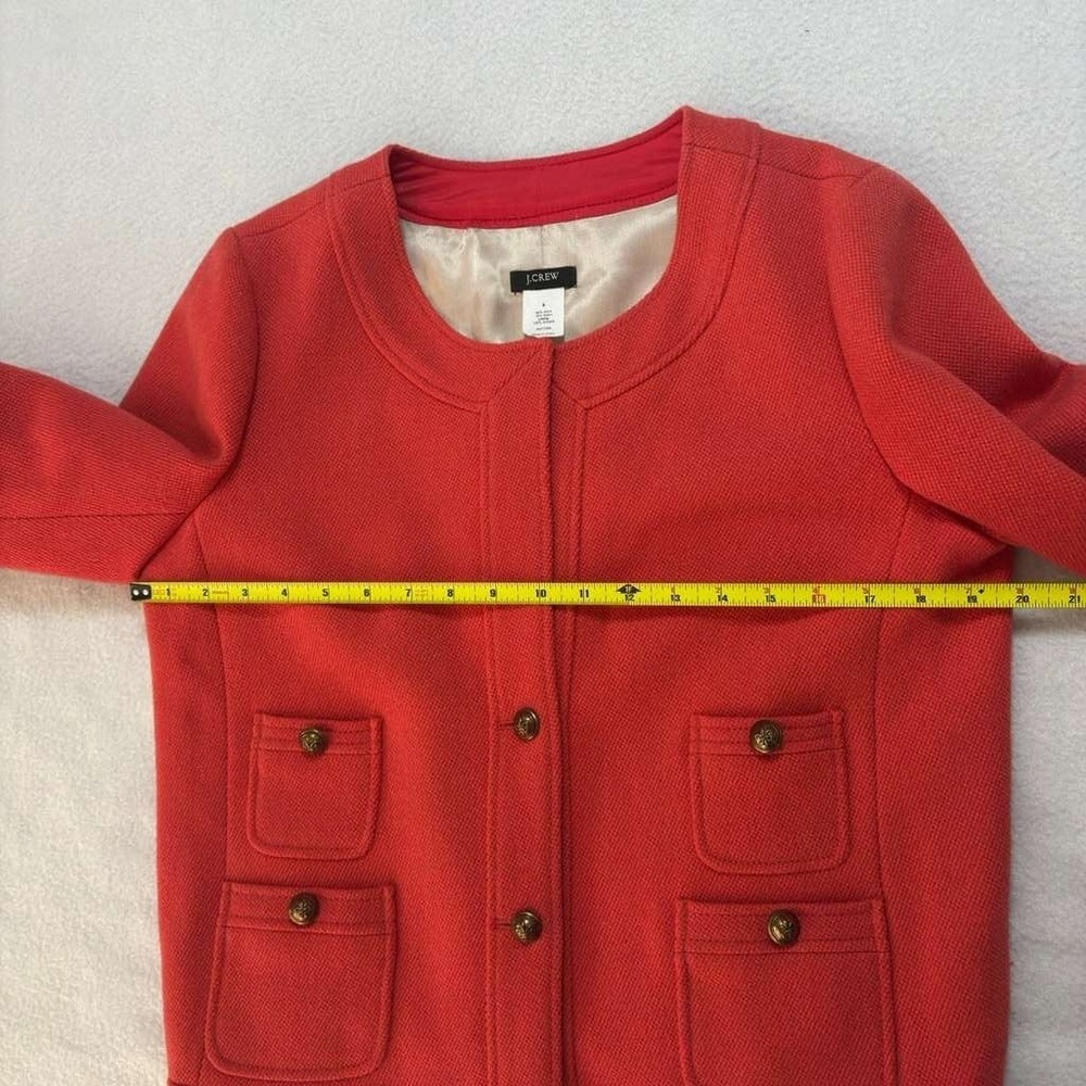J. Crew Ruby Red Wool Blend Collarless Elegant Bu… - image 7